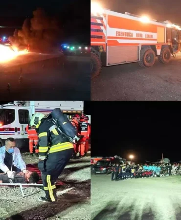Esenboğa Havalimanı'nda Uçak Kazası ve Kimyasal Sızıntı Tatbikatı Gerçekleşti