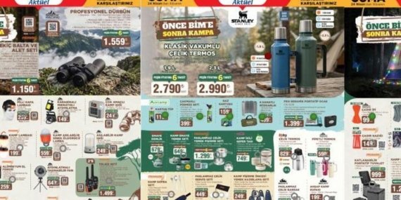 BİM AKTÜEL KATALOG YENİ ÜRÜNLER 24 NİSAN CUMA: Raflarda Cuma günü satışa çıkıyor! BİM aktüel katalog afişi ürünleri Portatif klima, 6 kişilik çadır, kamp malzemeleri, Stanley termos, katlanabilir kamp masası…