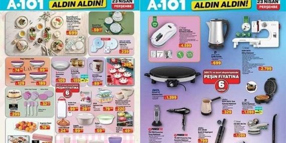 23 NİSAN A101 KATALOĞU | A101 Aldın Aldın 23 Nisan Perşembe aktüel kataloğunda hangi ürünler satışa çıkacak? Porselen Kahvaltı Takımı, Trambolin, Dart Seti, 15 Jant Bisiklet, Cam Temizleme Robotu…