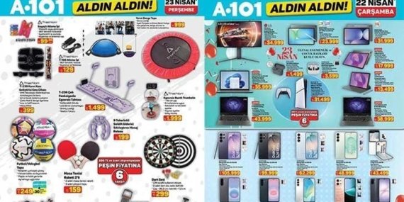 23 NİSAN A101 KATALOĞU SATIŞTA! A101 Aldın Aldın 23 Nisan Perşembe aktüel kataloğunda hangi ürünler satışa sunuldu? Cam Temizleme Robotu, Dikiş Makinesi, Buharlı Temizleyici, Porselen Kahvaltı Takımı 10 Parça
