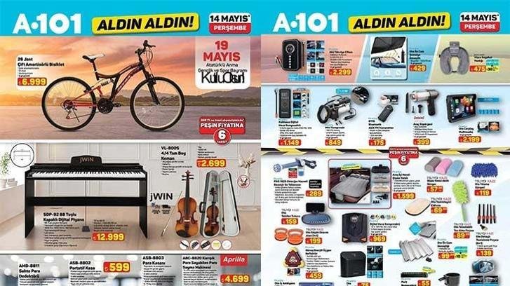 14 MAYIS A101 GÜNCEL AFİŞ | A101 Aldın Aldın aktüel kataloğunda bu hafta hangi ürünler satışa sunulacak? Banyo Paspas Takımı, Koltuk Örtüsü, Plastik Piknik Ürünleri, 200 cc Benzinli Motosiklet, Overlok Makinesi, Waffle Makinesi…