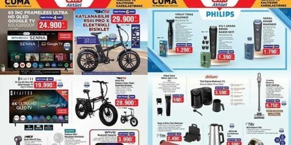 BİM 9-12 HAZİRAN YENİ AKTÜEL KATALOGLAR! BİM 12 Haziran Cuma aktüel kataloğunda hangi ürünler satışa çıkacak? Katlanabilir Elektrikli Bisiklet, Vücut Traş Makinesi, Türk Kahve Makinesi 2’li…
