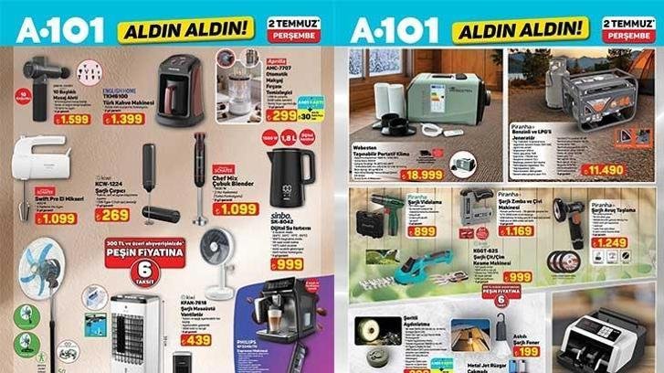 YENİ A101 AKTÜEL KATALOGLAR (2 TEMMUZ) A101 Aldın Aldın 2 Temmuz Perşembe aktüel kataloğunda hangi ürünler satışa sunulacak? Taşınabilir Portatif Klima, 7 Parça Su Takımı, Kek Kalıbı Çeşitleri, Emaye Kızartma Tenceresi…