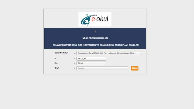 Antalya’da hangi lise kaç puan? MEB e Okul Antalya LGS taban puanları yüzdelik dilimleri kontenjan sayısı
