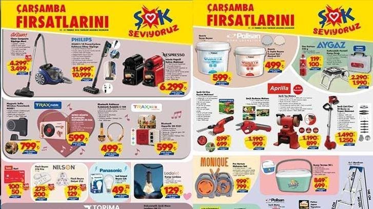 15-21 TEMMUZ ŞOK AKTÜEL KATALOĞU RAFLARDA SATIŞA ÇIKTI! ŞOK 15-21 Temmuz Haftanın Fırsatları aktüel kataloğunda hangi ürünler satışa çıktı? İç Cephe Boyası, Gaz Kartuşu, Portatif Kamp Ocağı, 4+1 Merdiven…