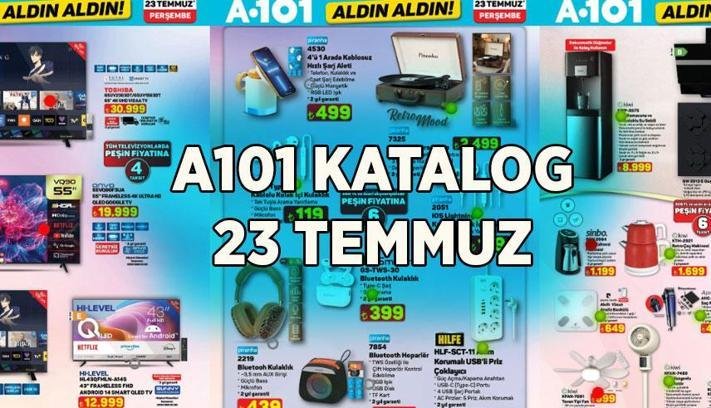 YENİ A101 KATALOĞU 23 TEMMUZ ALDIN ALDIN! A101 yeni aktüel kataloğu yayımlandı! İşte 23 Temmuz’da A101’de indirimli ürünler tam listesi: Çantalı Retro Pikap, Bluetooth Kulaklık, Elektrikli Araç, Tefal Izgara Tava