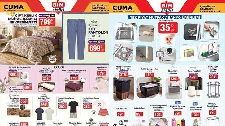 BİM 21-24-26 TEMMUZ YENİ AKTÜEL KATALOGLAR! BİM 24 Temmuz Cuma aktüel kataloğunda hangi ürünler satışa sunulacak? Ahşap Görünümlü Kirli Sepeti, Kova-Fırça Seti, Gravürlü Borcam Kare Fırın Tepsisi, Çift Kişilik Sıvı Geçirmez Alez