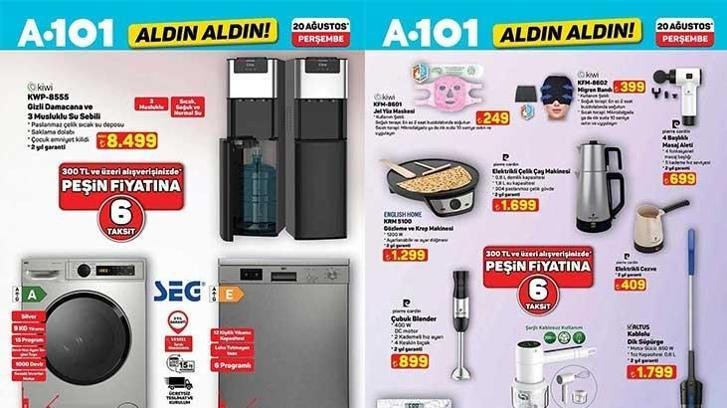 20 AĞUSTOS A101 ALDIN ALDIN AKTÜEL KATALOĞU | A101 Aldın Aldın 20 Ağustos Perşembe aktüel kataloğunda hangi ürünler satışa sunulacak? Elektrikli Çay Makinesi, Gözleme ve Krep Makinesi, Dijital Baskül…