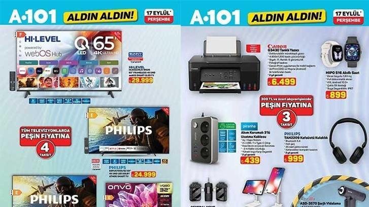 A101 ALDIN ALDIN 17 EYLÜL AKTÜEL! A101 Aldın Aldın 17 Eylül aktüel kataloğunda hangi ürünler satışta olacak? Tanklı Yazıcı, Şarjlı Vidalama, İki Yaka Mikrofonu, Multi Blender Seti, Tost Makinesi…