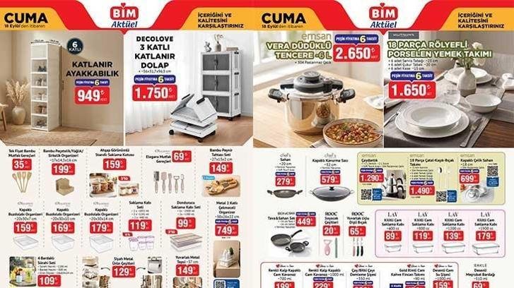 13 EYLÜL BİM KATALOĞU SATIŞTA! BİM 15-18-20 Eylül yeni aktüel kataloglarında hangi ürünler satışa çıkacak? Bambu Peynir Tahtası Seti, Katlanır Çamaşır Selesi, Düdüklü Tencere, 18 Parça Porselen Yemek Takımı, Çaydanlık, Karnıyarık Tencere…