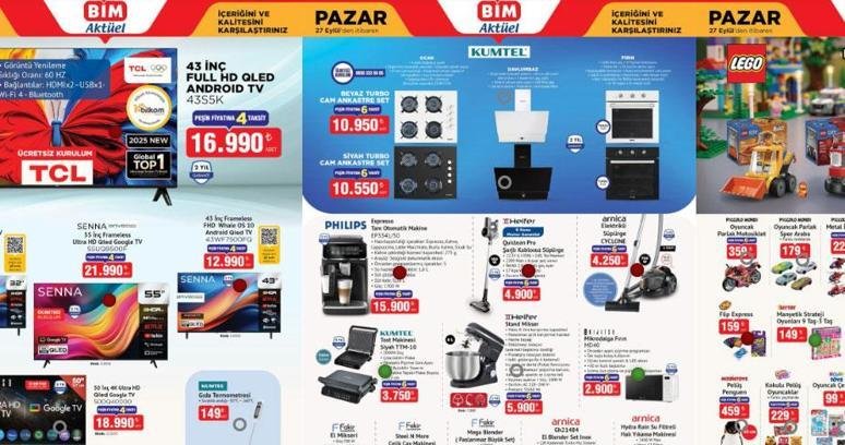 YARIN SATIŞTA! 27 EYLÜL PAZAR BİM AKTÜEL YENİ KATALOG: BİM aktüel kataloğunda hangi ürünler var? Lego Çeşitleri, Barbie Oyuncak Bebek, Homend Buhar Kazanlı Ütü, Philips Espresso Tam Otomatik Makinesi