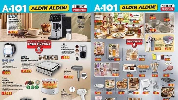 A101 ALDIN ALDIN 1 EKİM AKTÜEL KATALOĞU! A101 Aldın Aldın 1 Ekim Perşembe aktüel kataloğunda hangi ürünler satışa çıkacak? Espresso Makinesi, Şarjlı Dik Süpürge, Cam Kettle, Izgara-Tost Makinesi, Mısır Patlatma Makinesi…